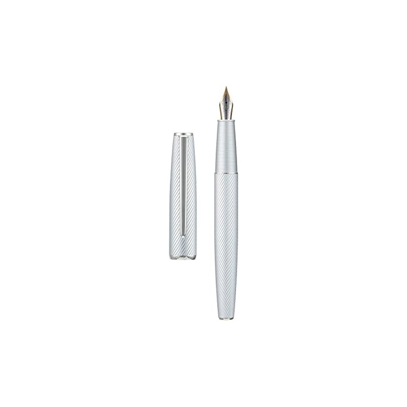 Hong Dian A3 - Pluma estilográfica de aluminio plateado, punta