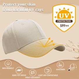 Baseball Cap, Men Women Washable Casual Vintage Dad Hat Stylish Trucker Hats Adults Flex fit Cotton Twill Fitted Cap for Hiking, Walking, Fishing and Daily Use, Ideal Gifts(Beige)