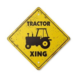 Tractor Vintage Crossing Sign Zone Xing | Indoor/Outdoor Plastic | 20" Tall Rustic New Farmer case cat Farm Trailer Combine Equipment