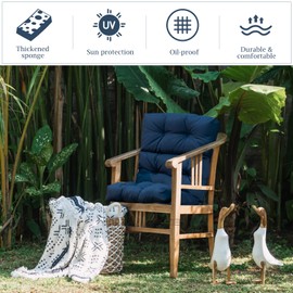 Graffy 45” x 22” x 4.5”, High Back Tufted Seat Ties, Waterproof All-Weather Indoor Rocking Replacement Pads Outdoor Chair Cushions, Navy