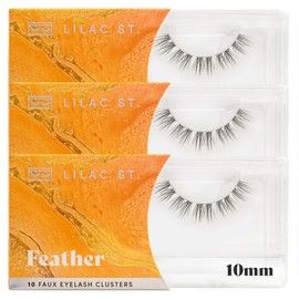 Lilac St - Feather Natural Faux Eyelash Clusters (10mm, 3 Pack) - Cat Eye Look - DIY Lash Extension Wisps - Lightweight & Lifelike - Lasts 10 Days - Cruelty Free, Vegan, Women Founded - 30 Lashes