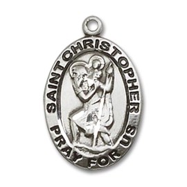 Bliss Sterling Silver Saint Christopher Medal Pendant Necklace 18" Chain GiftBox