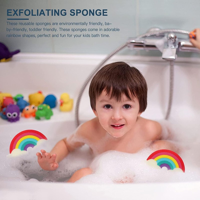 Esponja de Baño para Niños Arco Iris,Bola de Baño Esponja