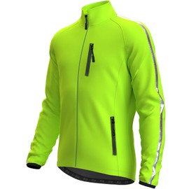 Wulibike Cycling Jackets for Men, Reflective Running Jacket Men Winter Warm Thermal Cycling Clothing Full Zip with Pockets