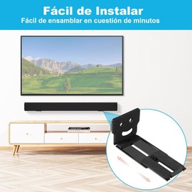 DYNAFIRE Soporte para Barra de Sonido en Pared - Base Universal de Barra de Sonido. Soporte Ajustable de Metal para Soundbar, Extensible de 8 cm a 13 cm - Negro