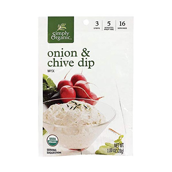 Simply Organic Onion & Chive Dip Mix, Certified Organic | 1 oz | Pack of 12