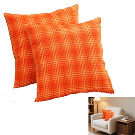 Pack of 2 Fall Decorative Classic Retro Checkers Plaids Throw Pillow Covers, Autumn Pillow Covers Buffalo Check Waterproof Polyester Fabric with Invisible Zipper 17.7x17.7 in(Excluding Pillow core)
