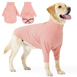 Recovery Suit for Dogs After Surgery Female Dog Onesie with Sleeve for Small Medium Large Pets, Neuter Spay Body Suit Pajama Sweater Warmth Clothes Prevent Licking Surgical Wound Leash Hole Pink