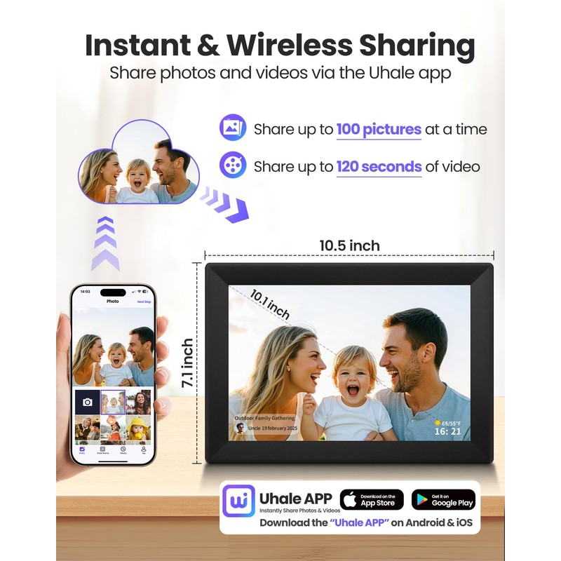 FOOJOE Digital Picture Frame WiFi10.1inch - Smart Touch Screen Digital