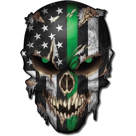 Decals by Haley Military Sticker – Premium Skull Stickers for Trucks and Cars – American Flag Stickers with Green Reflective Eyes Skull – Cool and Unique Sniper Stickers and Large Decal USA