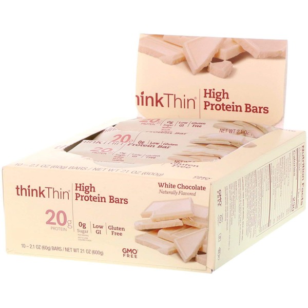 ThinkThin High Protein Bars, White Chocolate, 10 Bars, 2.1 oz