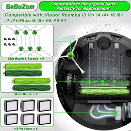 BaBuZom iRobot Roomba E & I serisi için yedek fırça parçaları, yedek filtre aksesuarı, E5 E6 i7 i7+ i3 i3 + i4 i4+ i6 i6+ i8 i8+ robot süpürge, 2 set kauçuk fırça, 6 yan fırça, 6 filtre ile uyumlu