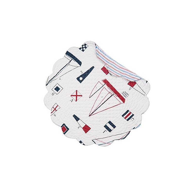 C&F Home Windward Port Sail Boat Nautical Theme Round Single