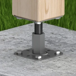 Heavy Duty Galvanised Adjustable 100-150mm Elevated Post Base Support for Pergola Terrace Gazebo (100mm x 100mm)