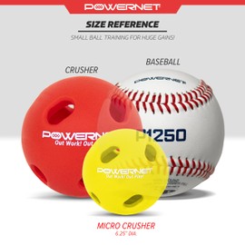 PowerNet Micro Crusher Training Baseballs, Baseball Hitting Trainer for Improved Speed, Power & Coordination, Batting Practice Balls 12PK (Yellow)