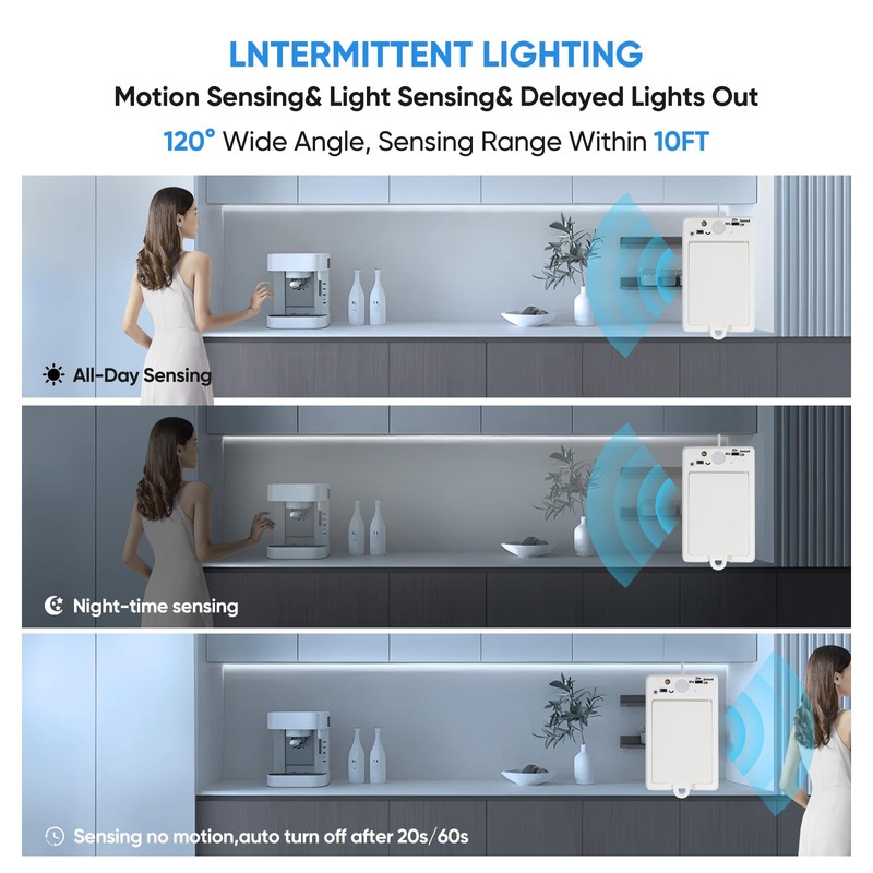 OMIKA COB Motion Sensor Stair Strip Lights,6.56ft 640LEDs Closet Lights,