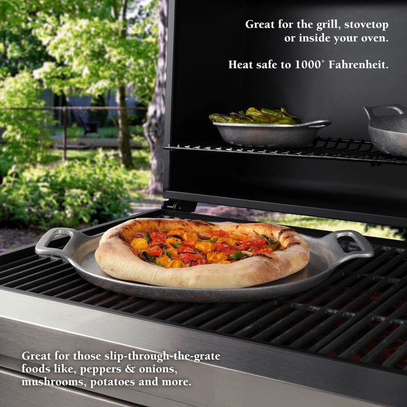 Wilton Armetale Gourmet Grillware Handled Pizza Griller,Gray