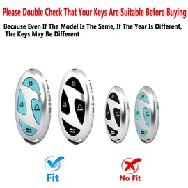 for Hyundai Key Fob Cover with keychian,Heavy Key Case Protection Compatible with 2025 2024 2023 Hyundai Sonata, Santa Fe, Tucson, KONA, Grandeur, Ioniq 6 (7 Button-Silver)