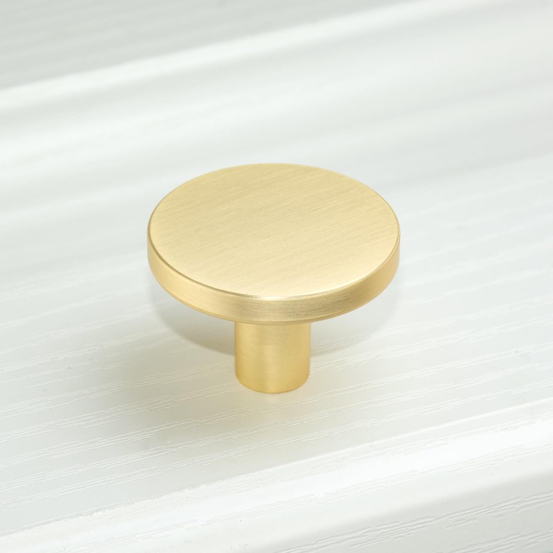 IAFVKAI Cabinet Knobs, 2 Pack Brushed Brass Kitchen Cabinet Knobs