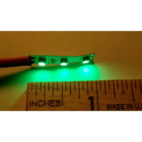 Unbranded Mini 1" Green LED strip, 24" Connector Plugs, Works