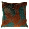 Paoletti Palm Grove Cushion Cover, Velvet, Teal/Rust, 50 x 50cm