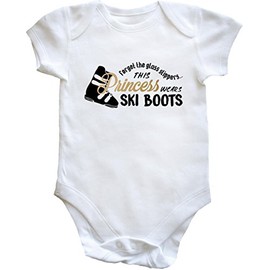Hippowarehouse Forget The Glass Slippers This Princess Wears Ski Boots Baby Vest Bodysuit (Short Sleeve) Boys Girls White