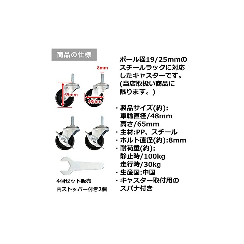 AIS CC-600 BK Caster (PP) Set of 4