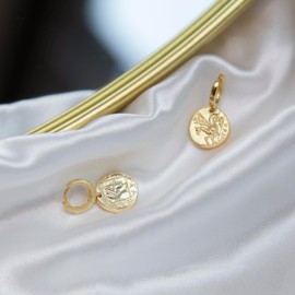 Tuscany Silver Women's Sterling Silver Yellow Gold Plated 12.5mm x 25.5mm Reversible Roman Coin Creole Earrings