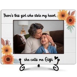 Gigi Gifts for Grandma, Gigi Picture Frame, There's This Girl Who Calls Me Gigi Photo Frame for 4x6 Photo, Mothers Day Birthday Christmas Gifts for Grandma, Wooden Picture Frames for Desk Decor-A39