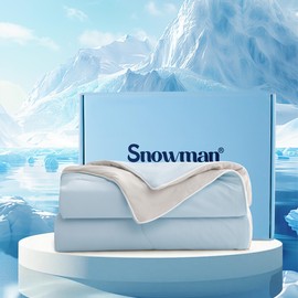 SNOWMAN Cooling Comforter Queen Size Double-Sided, Soft Cooling Blanket for Hot Sleepers, Cold Touch Fabric Summer Quilt, Lightweight Q-Max>0.4 Silk Smooth (Blue/Grey, 90"x90")