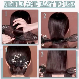 1 Pcs Ball Hair Clips,Flower Hair Bun Roller,Hand Embroidered Flowers Hair Bun Roller Lazy Hair Curler Deft Bun Maker Hair Accessory for Women Girls (1 Pcs Grey)