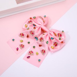 YAHPERN Kentucky Derby Hair Bows Riding Suit Hair Bow Clips for Women Rose Large Pink Satin Ribbon Bows Kentucky Derby Outfits Accessories Gifts (Pattern B)