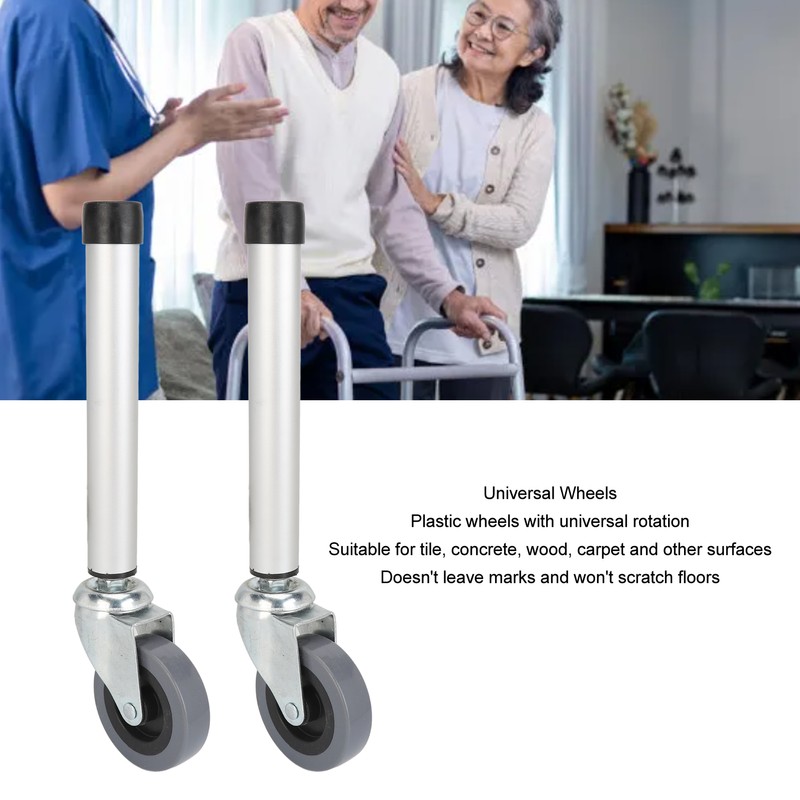Walker Wheels Universal Rotating Adjustable Height Replacement Seniors Walker Front