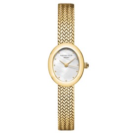 Rosefield Women's MWGMG-M02 Gold Mini Oval Gold-Tone Woven Mesh Watch
