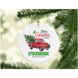 Christmas Ornament Stockbridge MA Ornaments Gifts Bulk for Family Friend Coworker was Born Home Town Souvenirs 2024