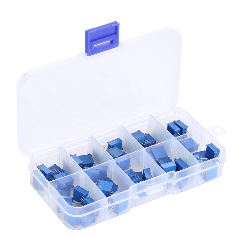 50pcs 3296W 100/200/500/1k/2k/5k/10k/20k/100k/500k Ohm Adjustable Trimmer Resistor