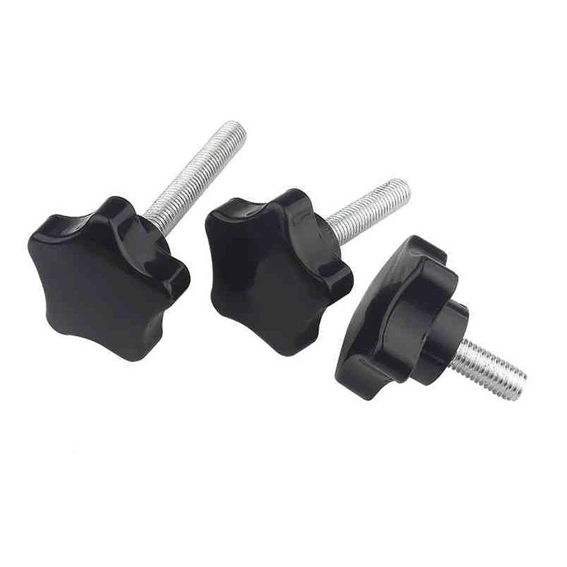 BOZONLI Star Grip Screws, Threaded Clamping Knob, Black Plastic Hand