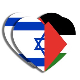 Israel Palestine Flag Heart Sticker - Proud Supporting Peace Not War Political Sticker - Premium Quality Vinyl Bumper Stickers 2-Pack | 5-Inch on Widest Side | Made in USA FHJ1364