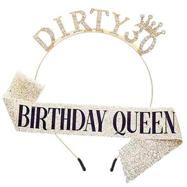 1 Piece Crown Rhinestone Headband, 1 Piece Letter Shoulder Strap, Glitter Decorative Ribbon, Birthday Party Decoration, 30th Birthday Gift