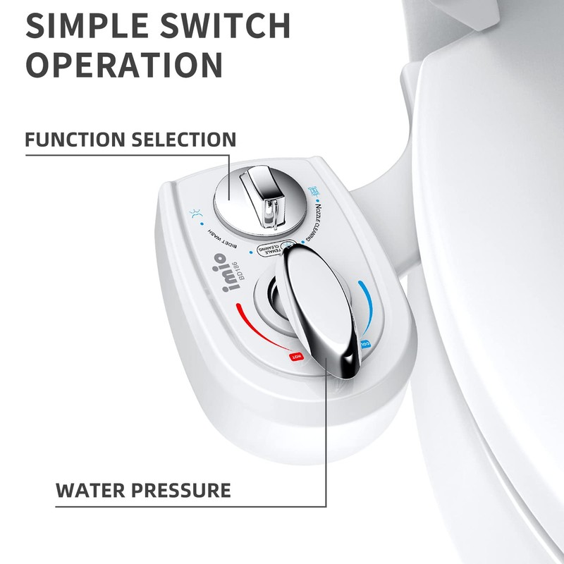 imio BD186 Non-Electric Bidet Attachment Adjustable Water Pressure and Self