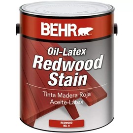 Behr 00901 Flat Oil-Latex Redwood Stain 1 Gal., Solid Color Smooth Exterior Wood Protection