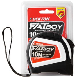Dekton Fatboy Magnet Tape Measure 10m x 25mm | Extra Wide 25mm Blade | Magnetic Tip | Imperial & Metric Units | Anti-Slip Belt Clip | Auto-Lock | Class II Accuracy | Ideal for Professional and DIY Use