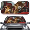 TOADDMOS Funny Highland Cow Driver Car Windshield Sun Shade Universal