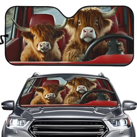 TOADDMOS Funny Highland Cow Driver Car Windshield Sun Shade Universal Sun Shade Visor Heat Protection Blocks UV Rays Sun Visor Protector Blocks UV Rays and Keeps Vehicle Cool