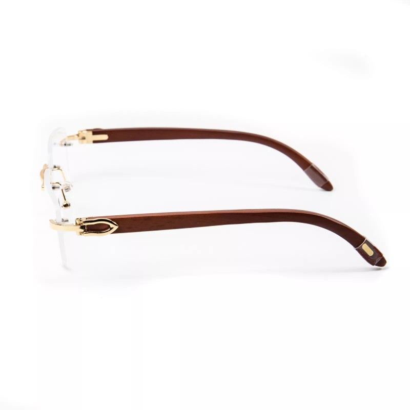 Street Knitted Vintage Men's Rectangular Woodgrain Hip Hop Buffs Rimless