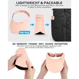 YANIKY Visor Hats for Women/Men Sun Protection UPF 50+ Lightweight Sport Sun Hats Adjustable Empty Top Cap Ponytail Cap for Outdoor Pink