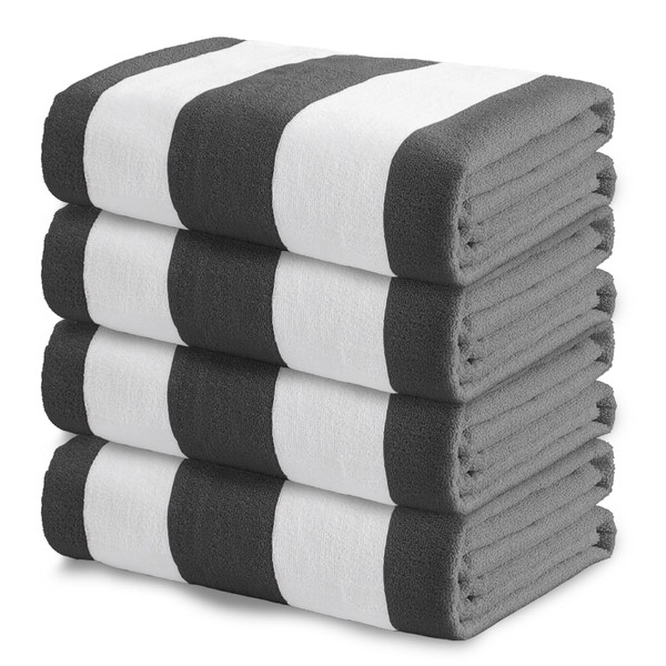 Exclusivo Mezcla 4 Pack Beach Towels, Large Microfiber Striped Beach