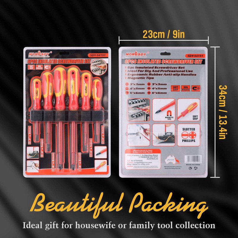HORUSDY 6-Piece 1000v Insulated Screwdriver Set, Magnetic Tip Electrician screwdriver