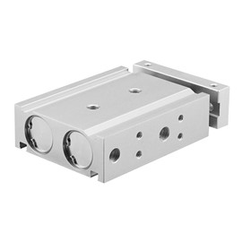 Heschen Dual Aluminum Air Cylinder, CXSM 25-30, Guide Rod Plate Double Rod Guided Pneumatic Slide Bearing Cushioned, 25mm Bore, 30mm Stroke, Double Acting