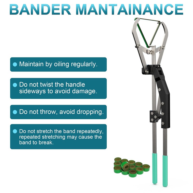 Stainless Steel Large Bander and 24pcs Bands, Cattle Banding Tools,